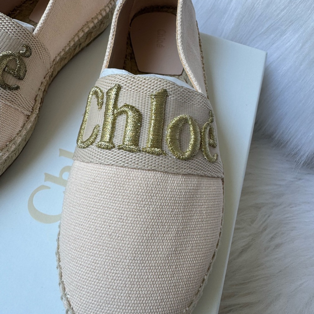 Chloé Espadrilles with Gold Logo Girls